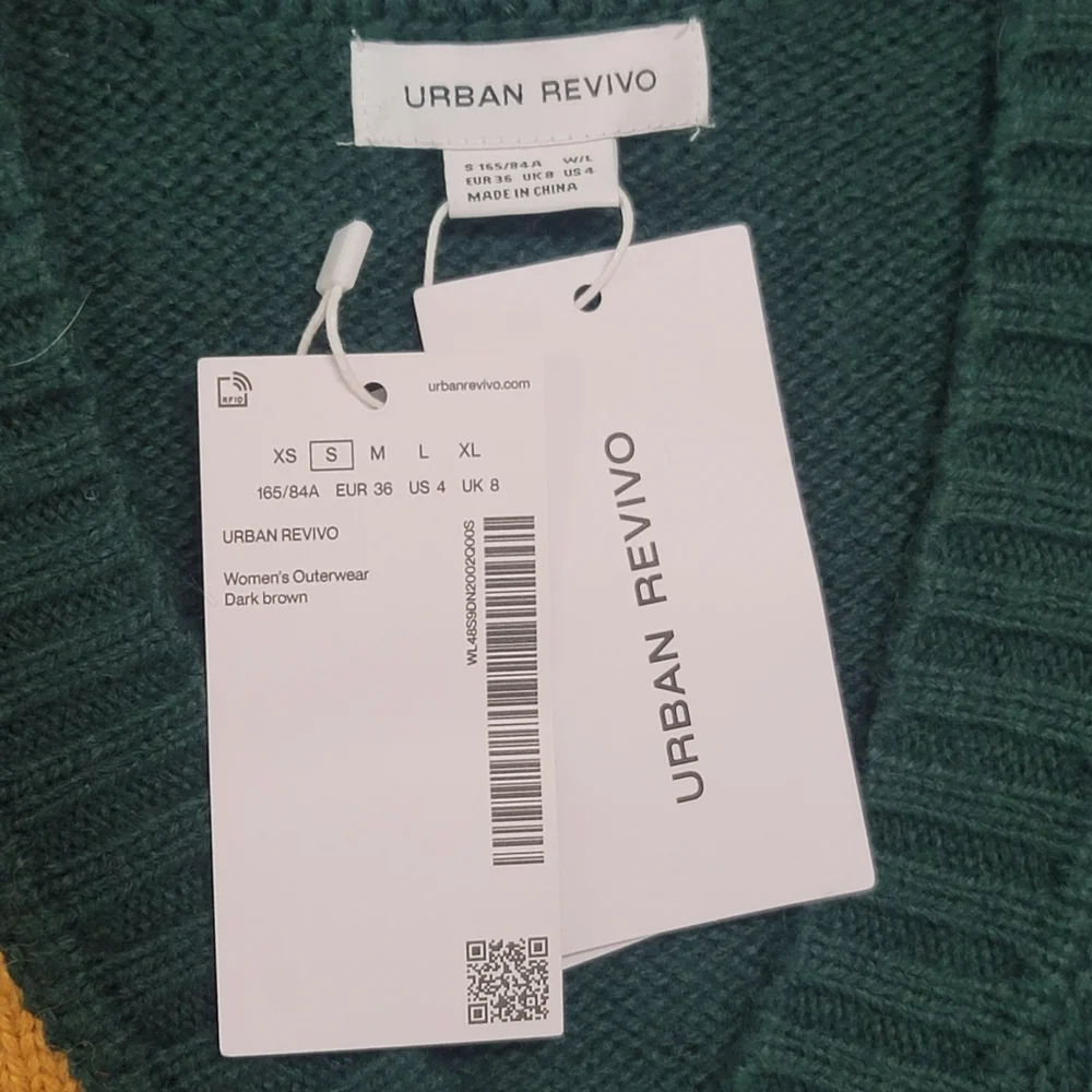 NWT Urban Revivo Colorblock Cable Knit Button Down Oversized Cardigan - Picture 8 of 11